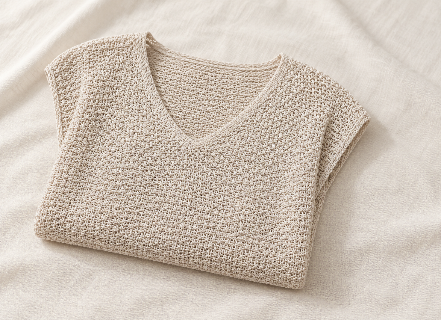 Full view of a knitted water hyacinth textile garment